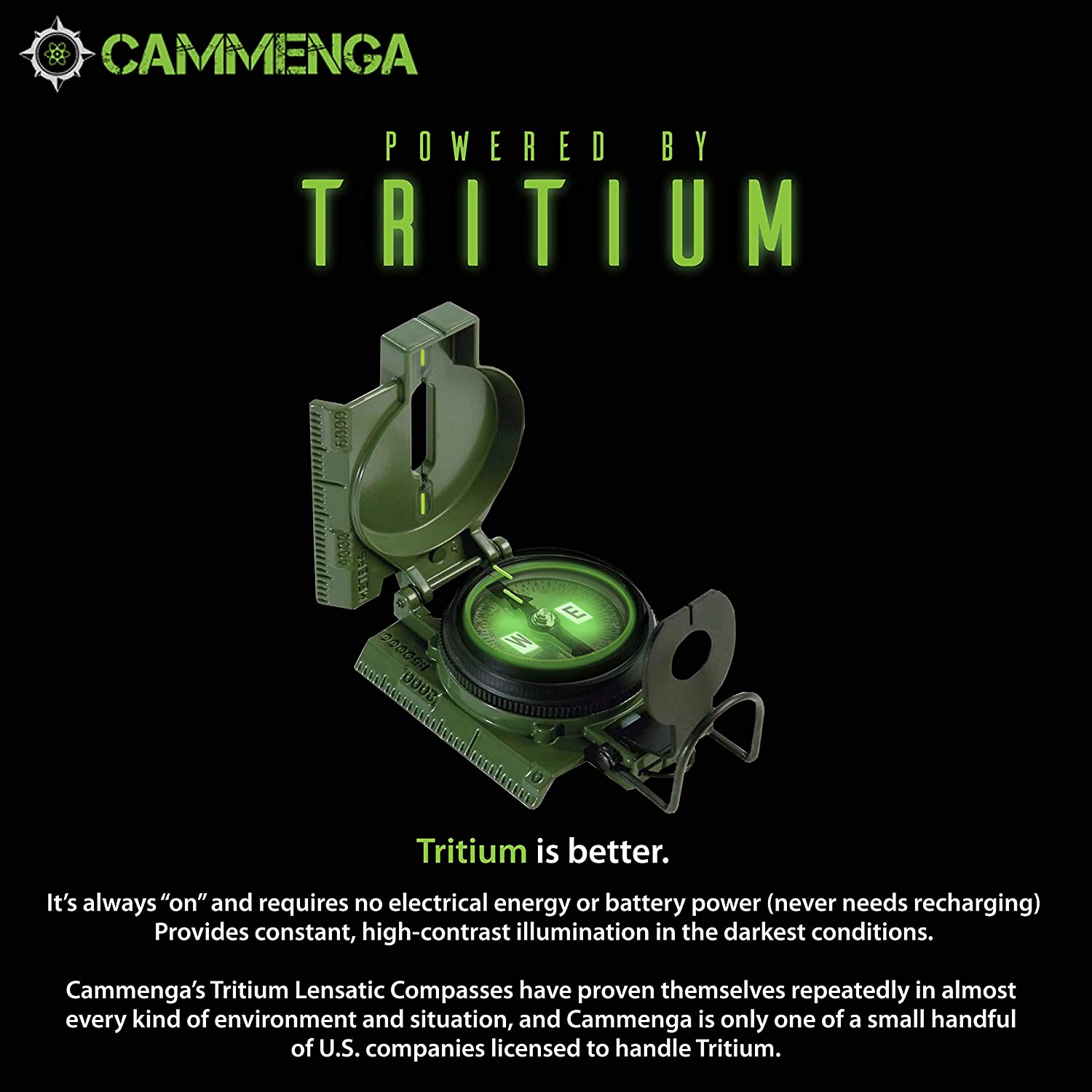 Brújula Lensatic  Fosforescente Modelo 27 Cammenga