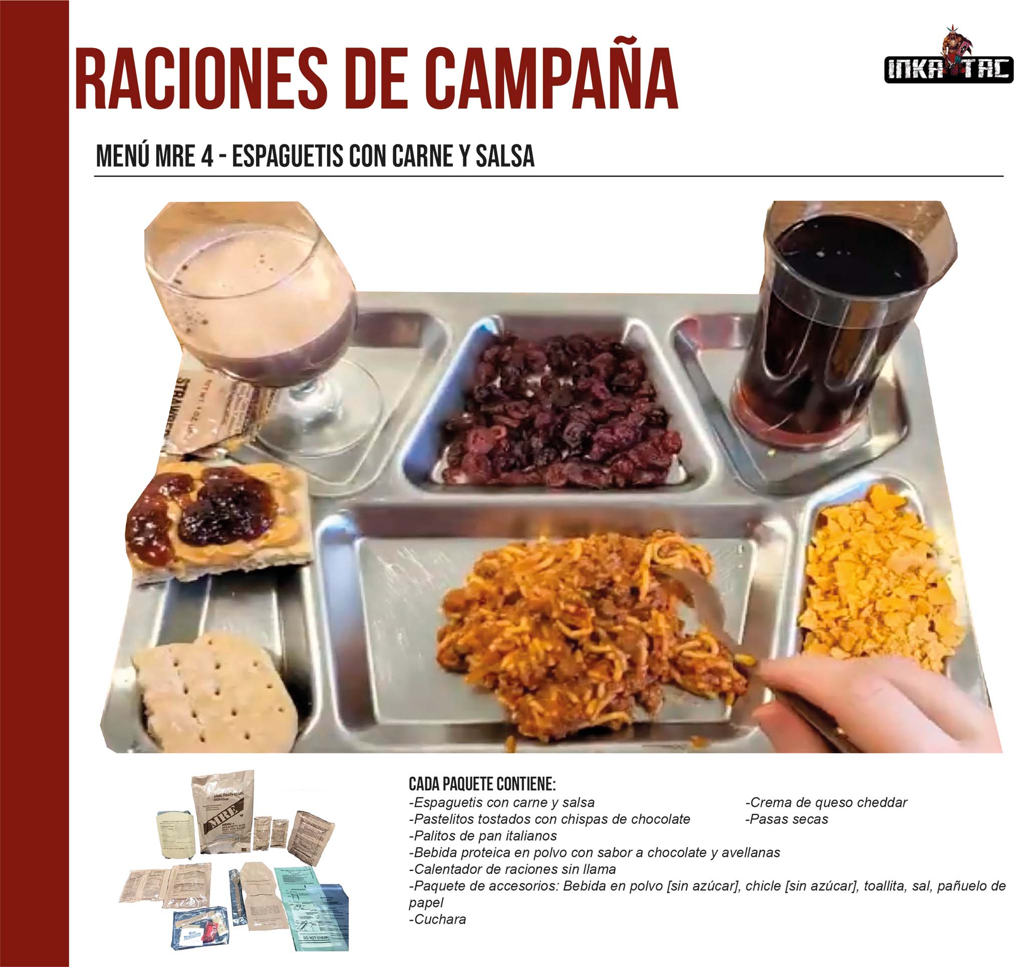 MENU 4 - ESPAGUETIS CON CARNE Y SALSA
